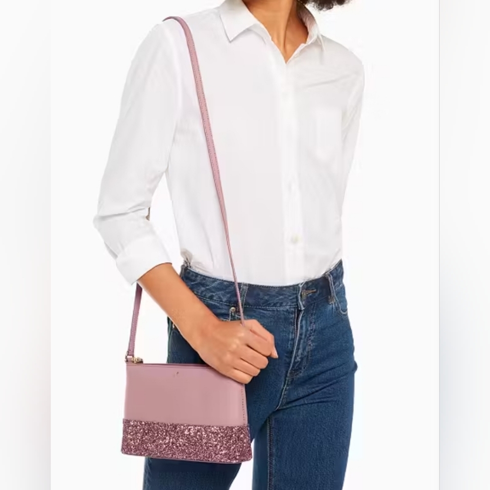 Kate Spade Burgundy and Pink Glitter Crossbody Bag MSRP $279 NEW